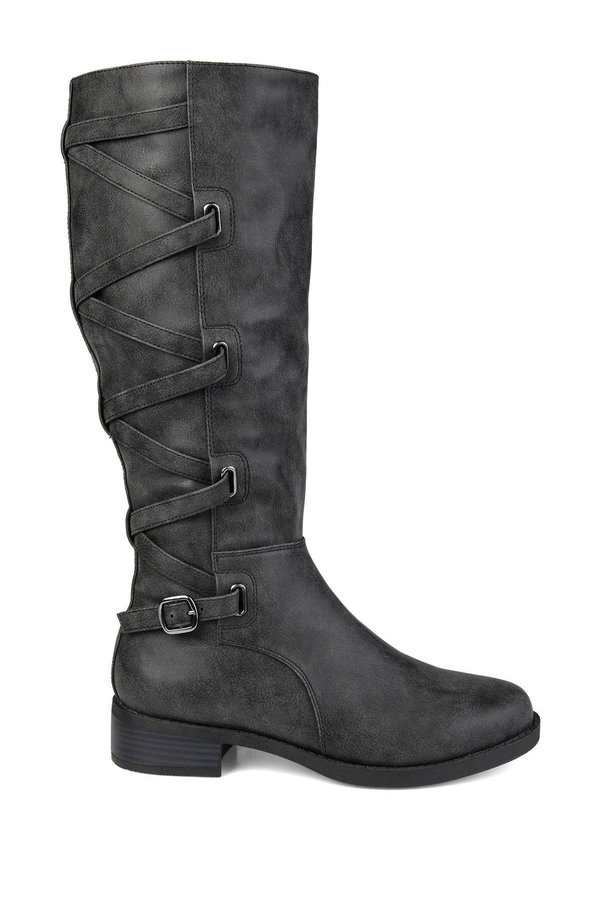 wide calf lace up back boots