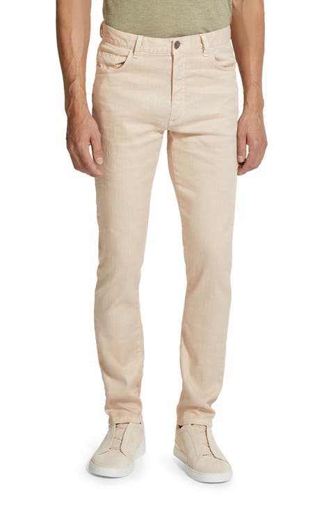 Men's Organic Cotton Stretch Trouser in Beige Comfort Fit