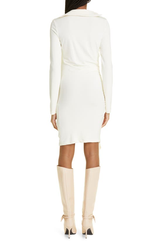 OFF-WHITE LONG SLEEVE ASYMMETRIC KNIT DRESS