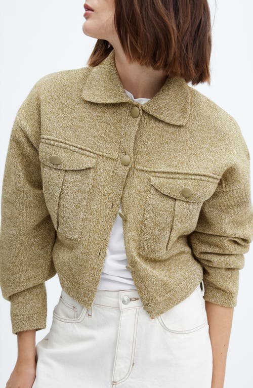Mango Pocket Knit Jacket Green In Green