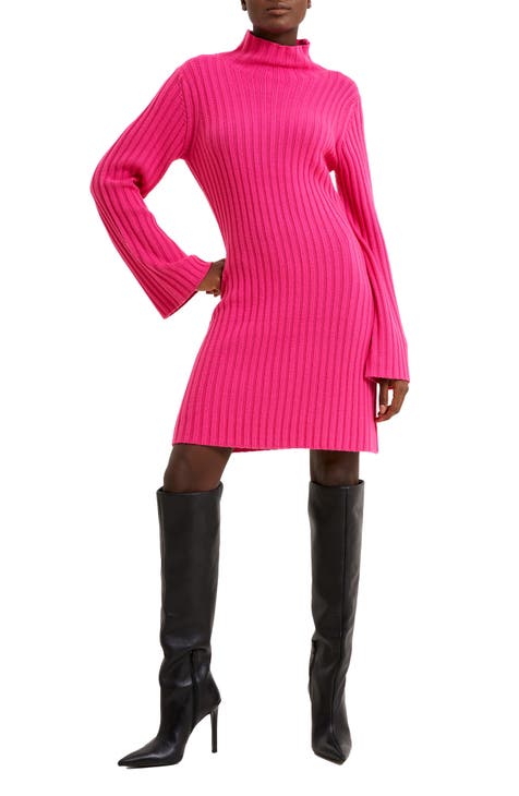Babysoft Funnel Neck Long Sleeve Sweater Dress