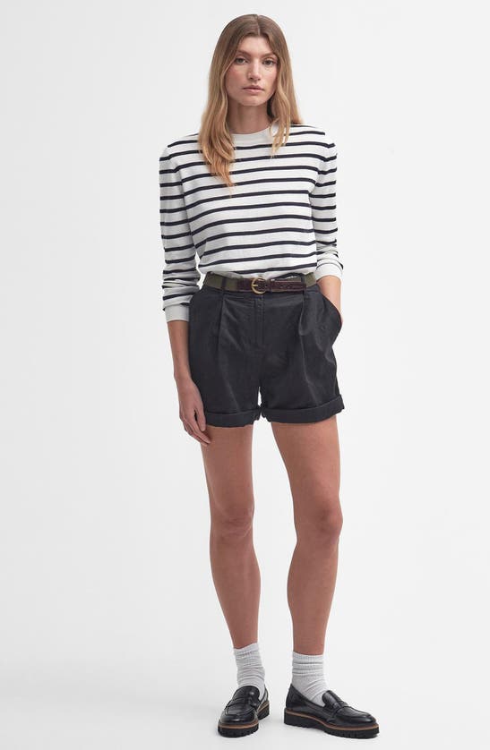 Barbour Ellewood Stripe Cotton Crewneck Sweater In Cloud/ Navy