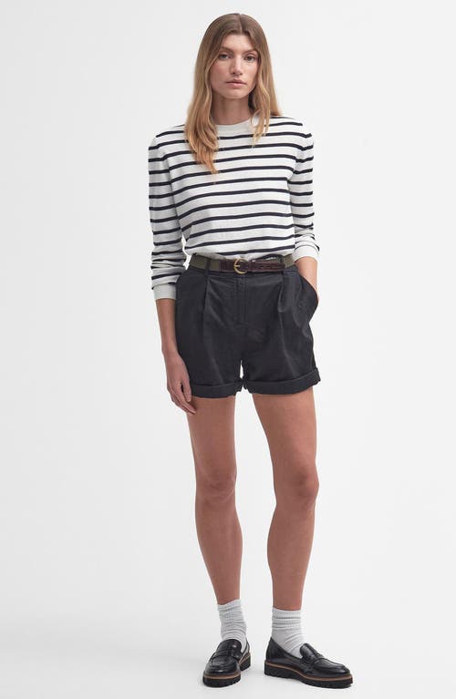 Barbour Ellewood Stripe Cotton Crewneck Sweater In Cloud/navy