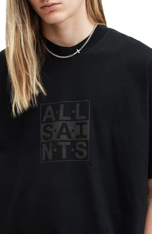 Shop Allsaints Below Logo Cotton Graphic T-shirt In Washed Black