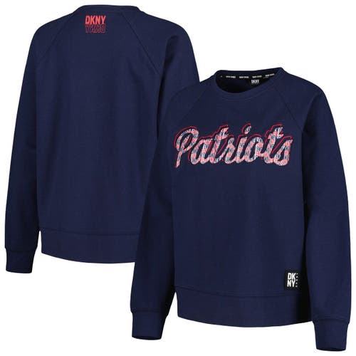 Women's DKNY Sport Navy New England Patriots Regina Pullover Sweatshirt