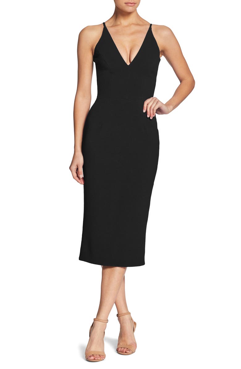 DRESS THE POPULATION Lyla Crepe Cocktail Dress, Main, color, BLACK