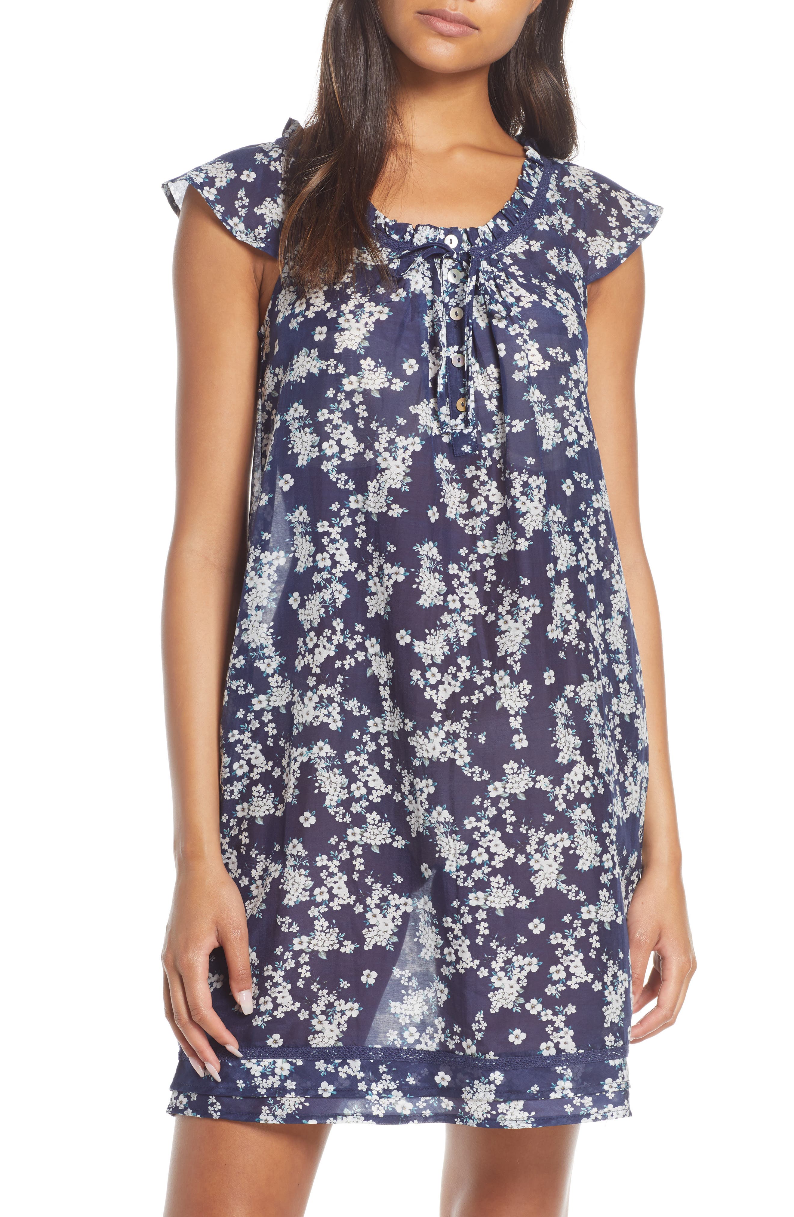 Papinelle Isabelle Cotton & Silk Nightgown, Blue
