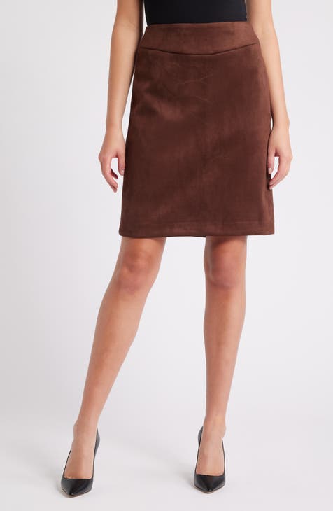 Brown skirt knee length best sale