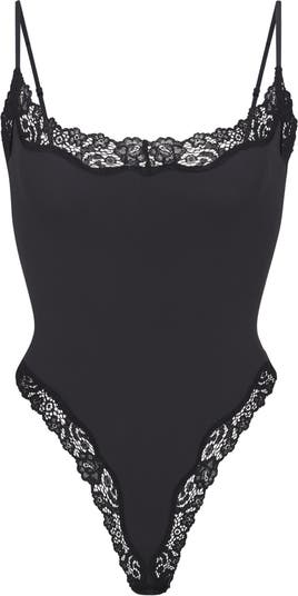 SKIMS Fits Everybody lace-trimmed stretch playsuit - Onyx