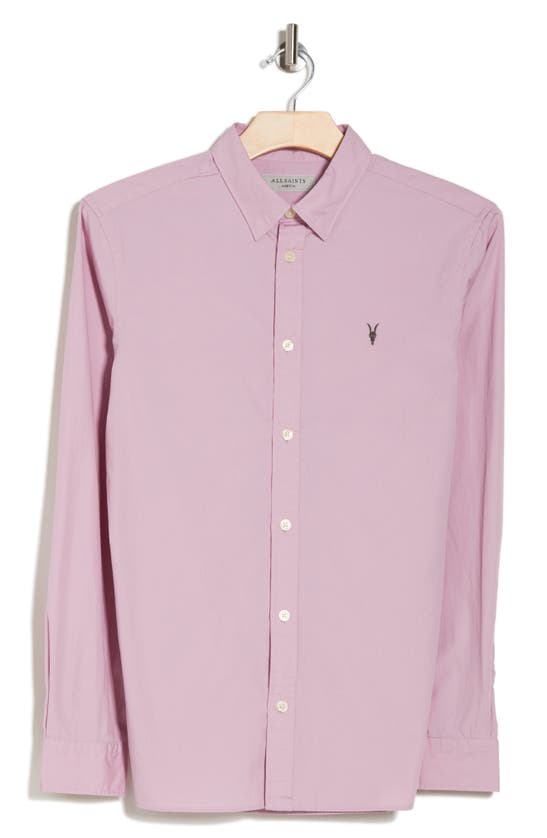 Shop Allsaints Riviera Long Sleeve Shirt In Faded Mauve Pink