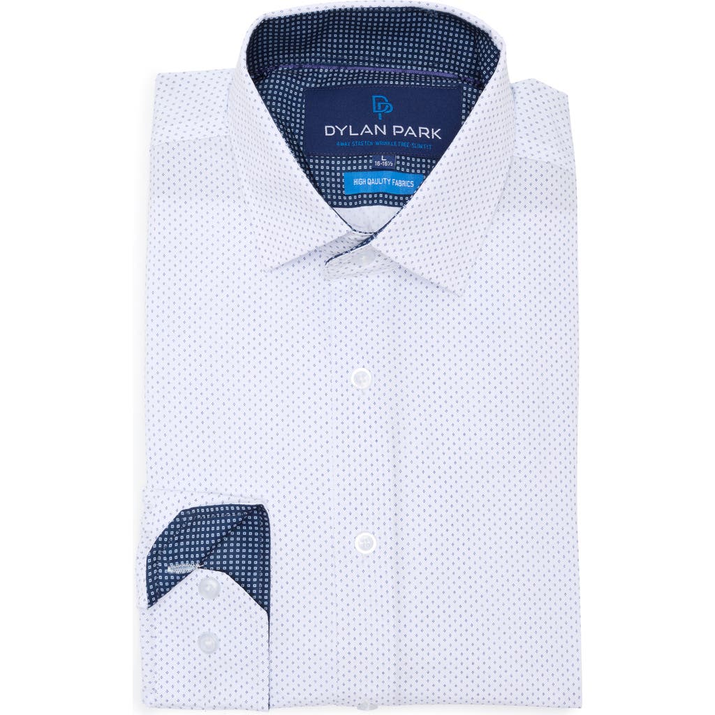 Dylan Park Slim Fit Perfect Stretch Long Sleeve Button Down Shirt In White