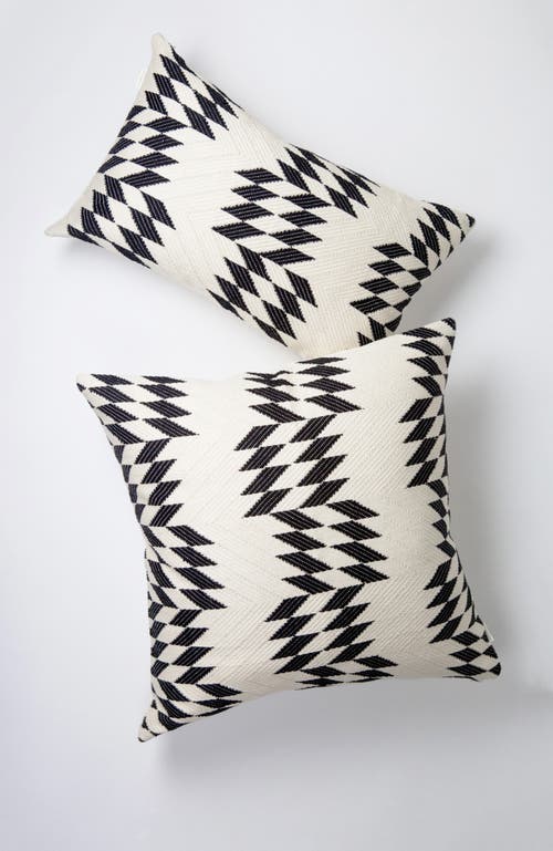 ARCHIVE NEW YORK ARCHIVE NEW YORK ALMOLONGA BLACK AND IVORY HANDWOVEN BROCADE COTTON RECTANGLE QUILT PILLOW 