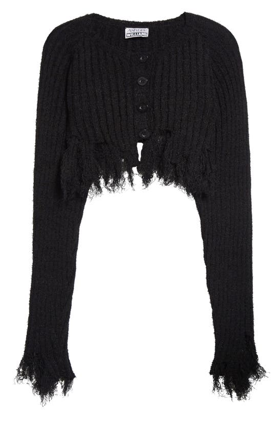 Shop Ashley Williams Reaper Destroyed Hem Cotton Blend Crop Cardigan In Black