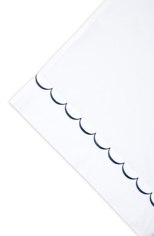 Shop Melange Home Scalloped Edge Embroidered 600 Thread Count Pillowcases In White/navy