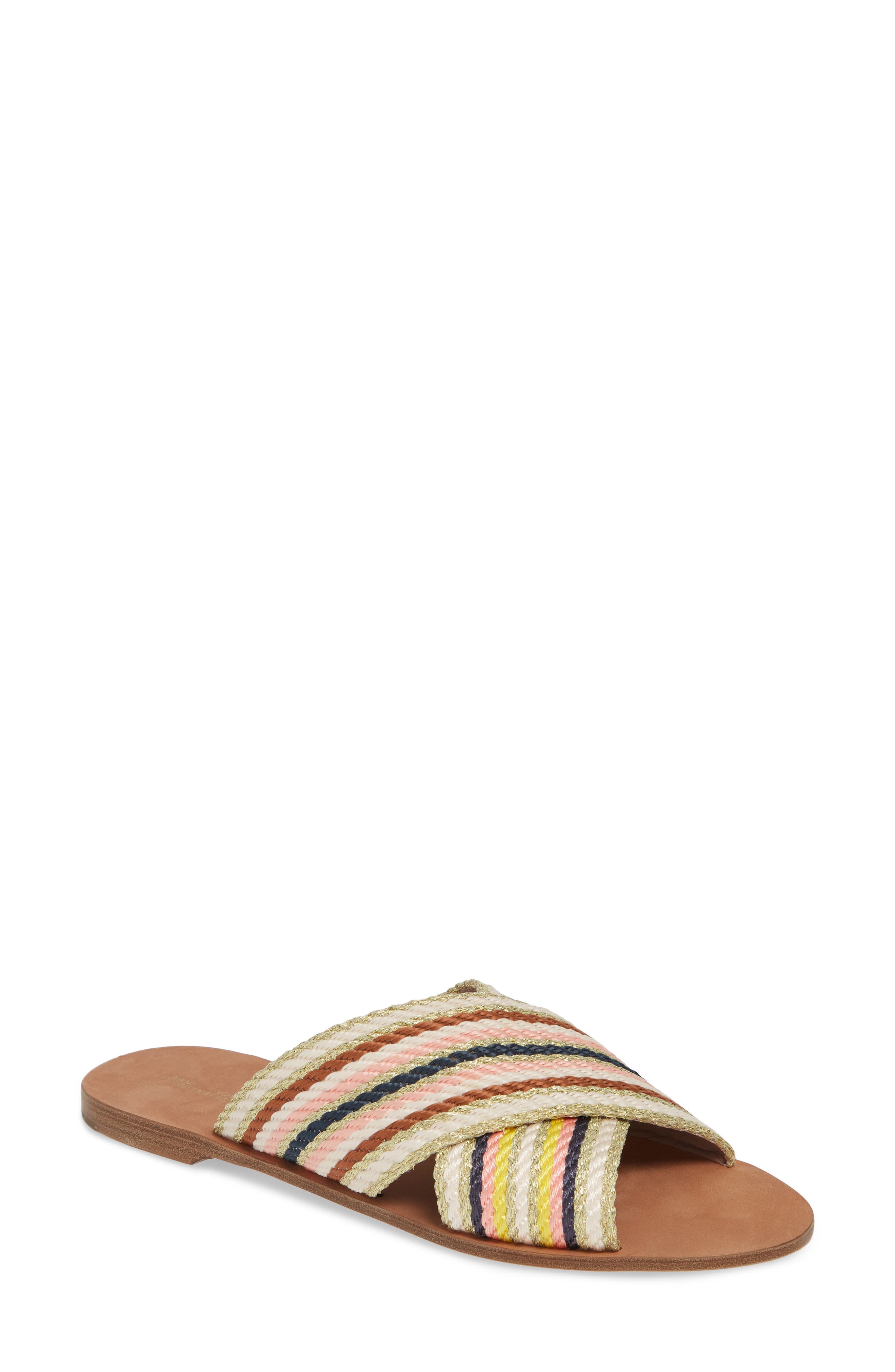 Diane Von Furstenberg Cindi Woven Slide Sandal, Ivory