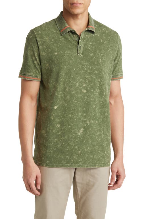 Stone Rose Tipped Acid Wash Performance Jersey Polo Olive at Nordstrom,