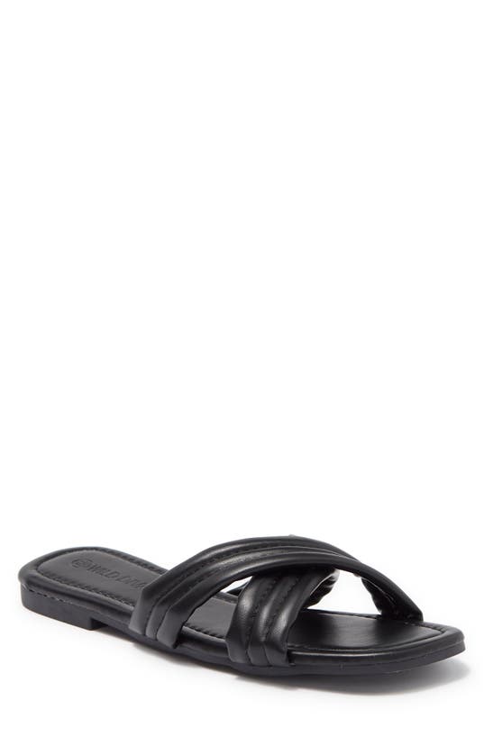 Wild Diva Lounge Ira Crossband Slide Sandal In Black | ModeSens