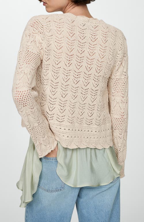 Shop Mango Sito Open Stitch Cardigan In Light Pastel Brown