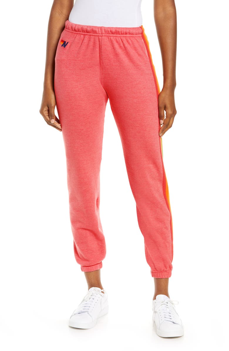 AVIATOR NATION Stripe Sweatpants, Main, color, PINK