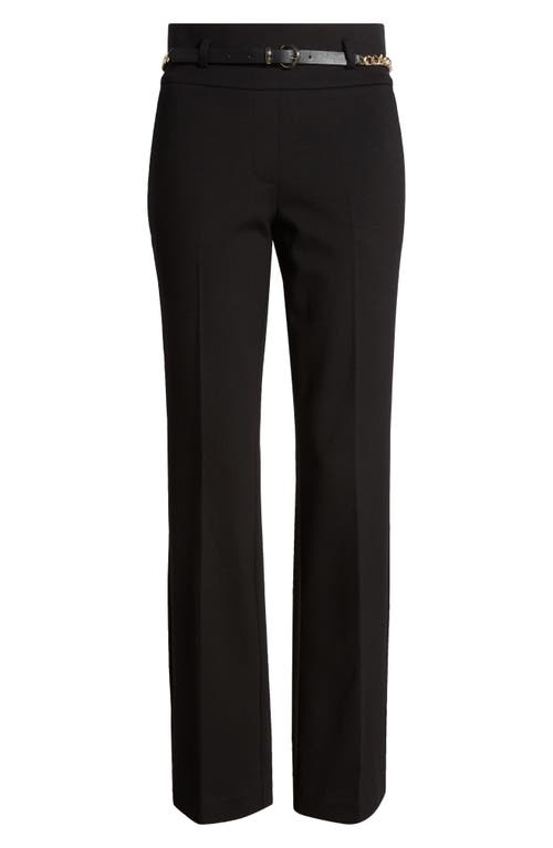 Shop Anne Klein Chain Belt High Waist Straight Leg Pants In Anne Black