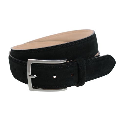 Trafalgar Armando Italian Suede 35mm Feathered Edge Belt in Black 