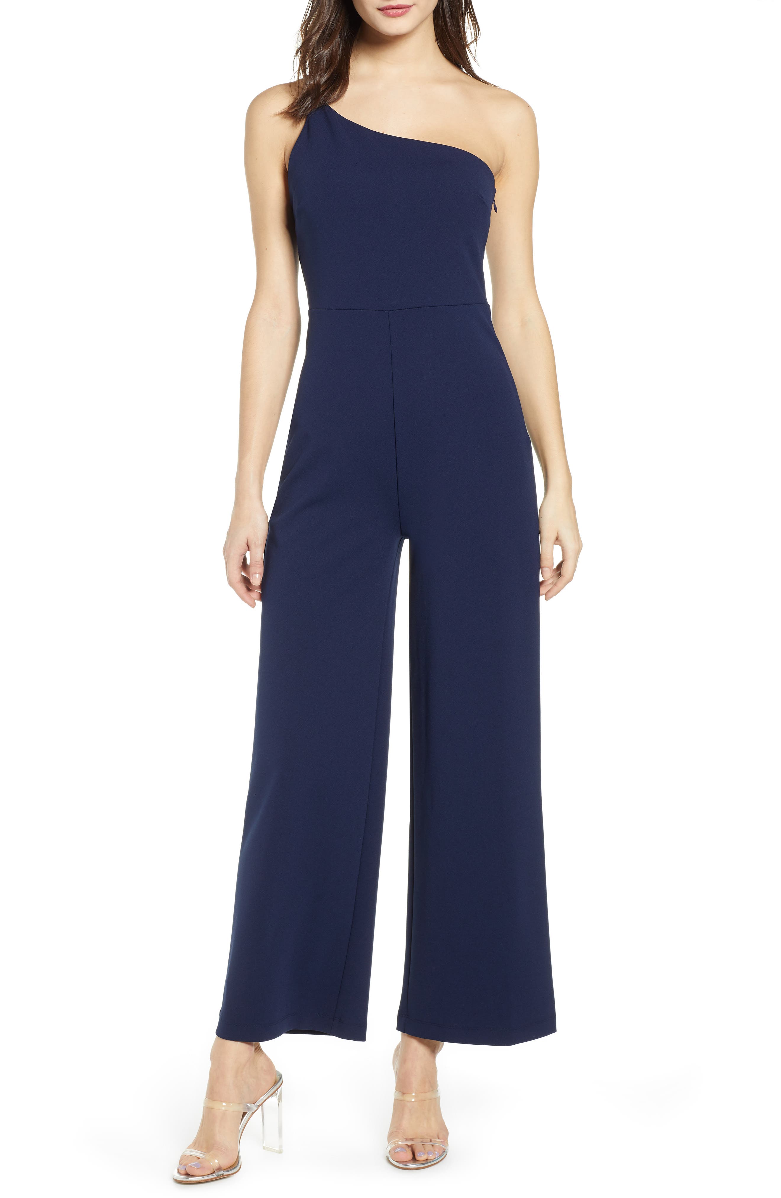 Leith One-Shoulder Jumpsuit, Blue