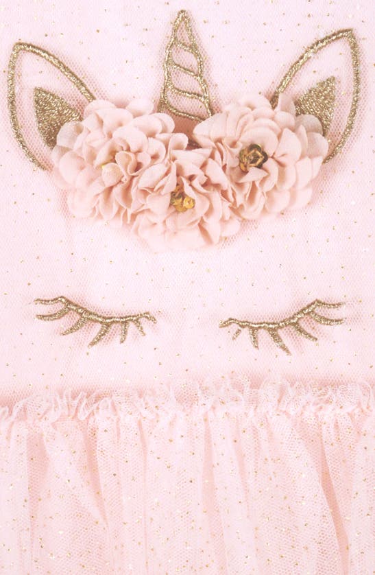 Shop Zunie Kids' Puff Sleeve Glitter Mesh Fit & Flare Dress In Baby Pink