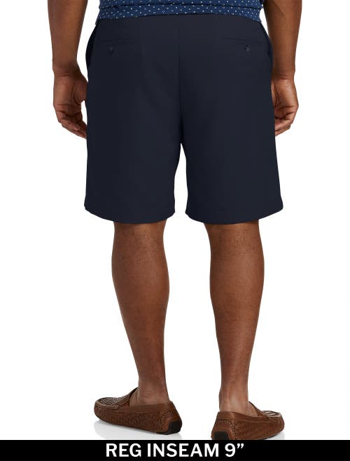 Oak Hill By Dxl Waist-relaxer Microfiber Shorts In Navy