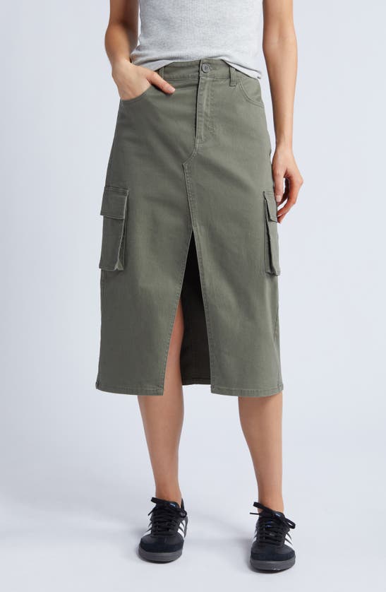 1822 Denim Stretch Cotton Cargo Midi Skirt In Kasey