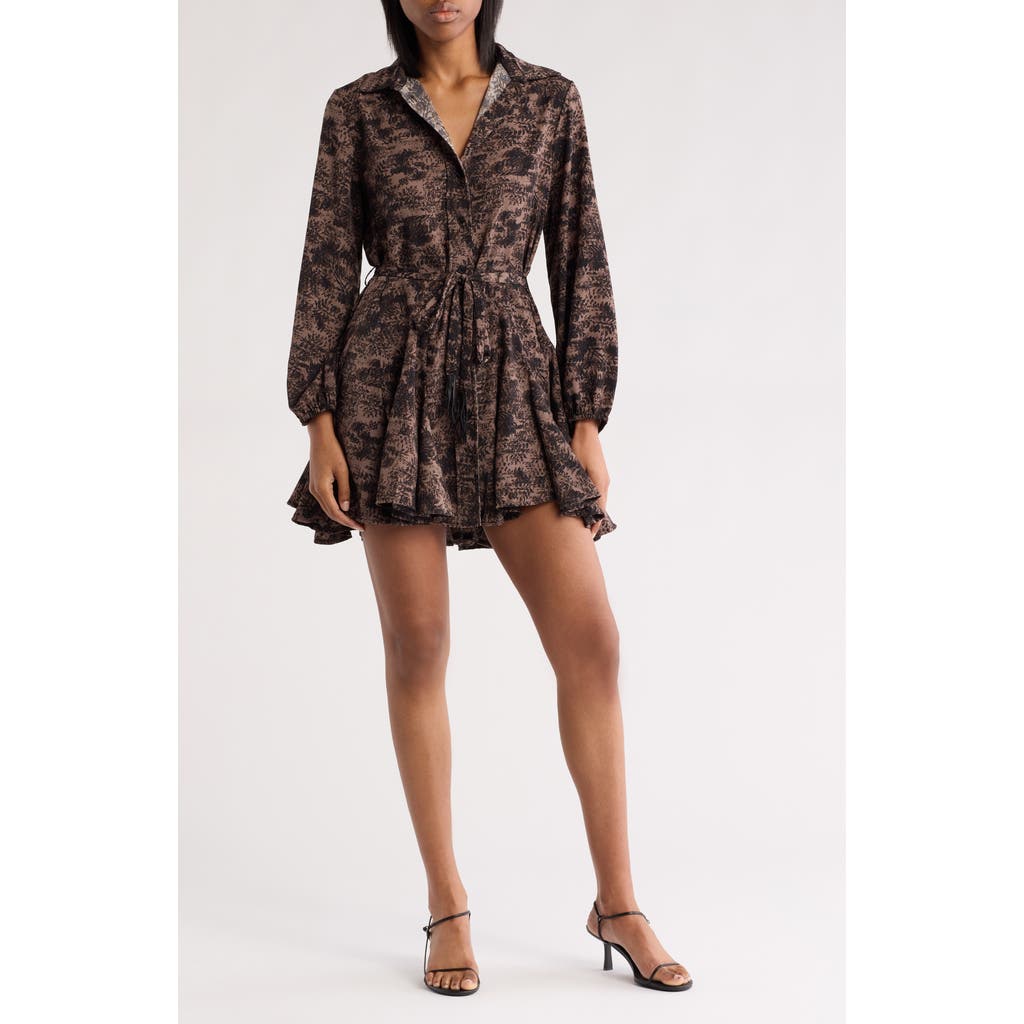 Stitchdrop Forest Zone Long Sleeve Dress In Brown