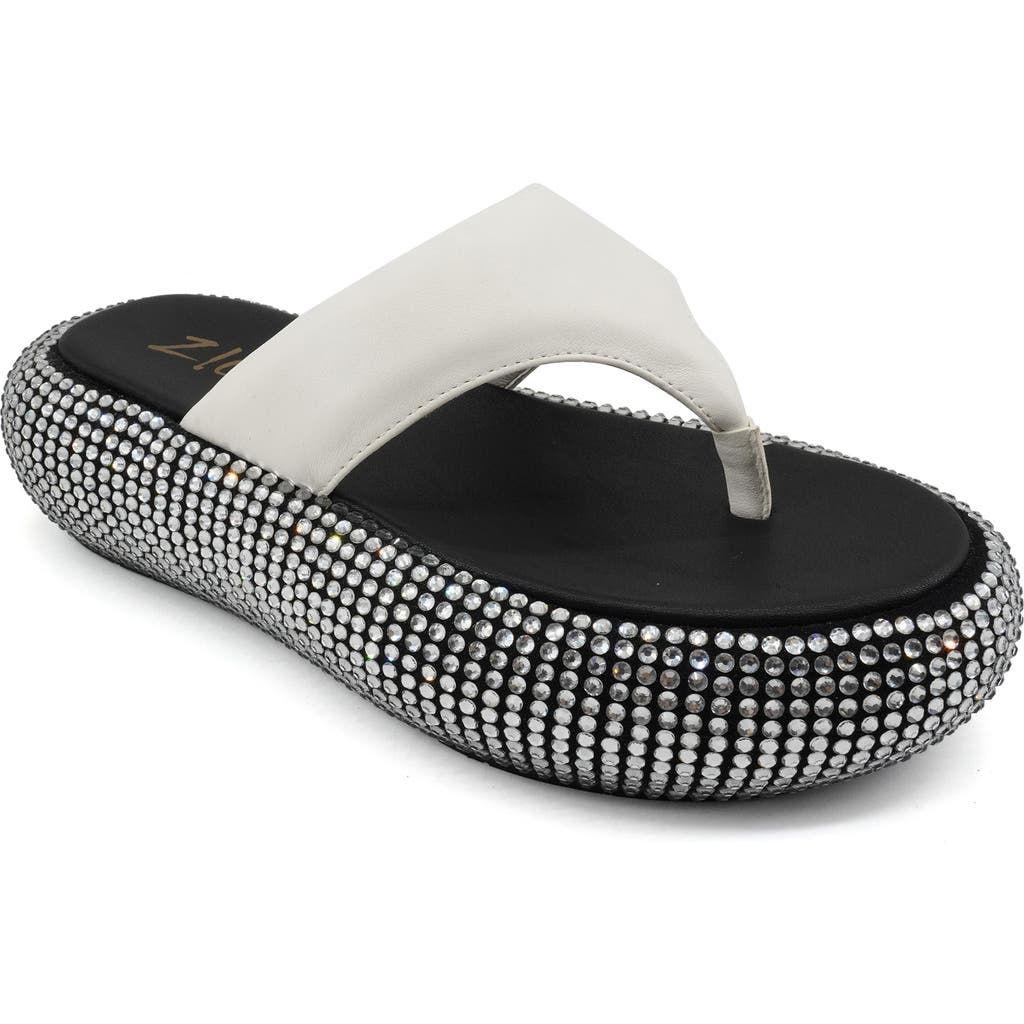 Zigi Dellah Platform Flip Flop In White Leather