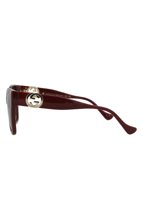 Gucci 54mm Rectangular Sunglasses In Havana Burgundy Brown