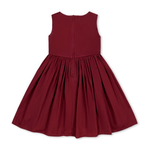 Hope & Henry Baby Girls' Organic Asymmetrical Bow Party Dress, Infant In Oxblood Sateen