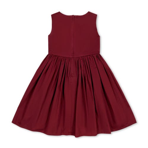 Shop Hope & Henry Girls' Organic Asymmetrical Bow Party Dress, Toddler In Oxblood Sateen