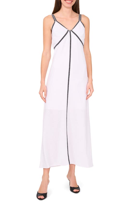 Shop Halogen (r) Rail Track Detail Linen Blend Midi Dress In Bright White