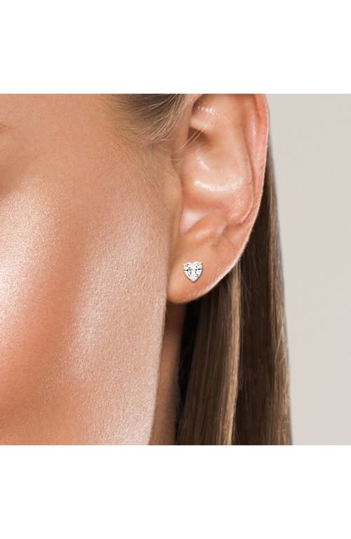 A & M A&m 14k Yellow Gold Cubic Zirconia Heart Stud Earrings In Yellow/white