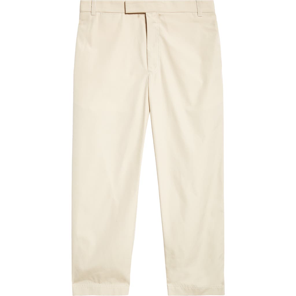 Thom Browne Unconstructed Cotton Straight Leg Pants In Khaki