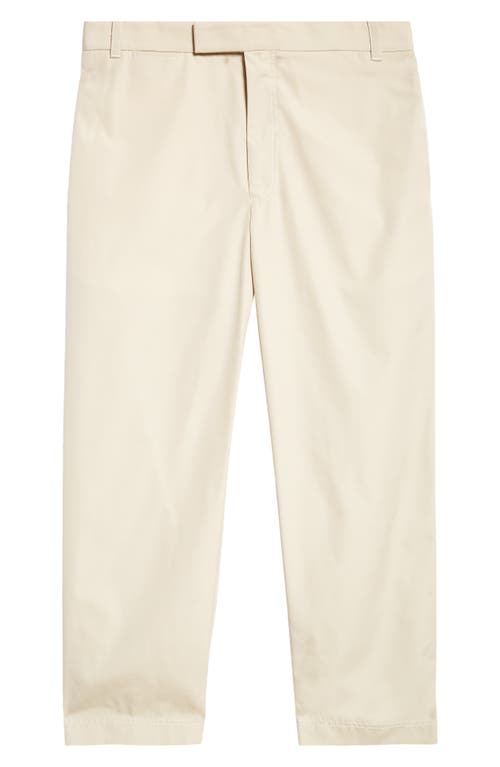 Shop Thom Browne Unconstructed Cotton Straight Leg Pants In Khaki