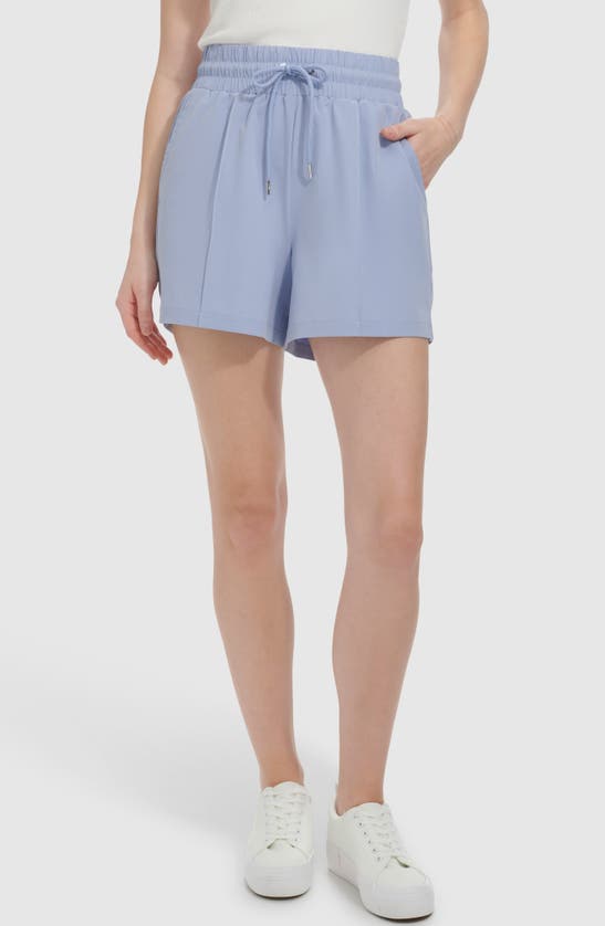 Shop Andrew Marc Lightweight Drawstring Shorts In Chambray