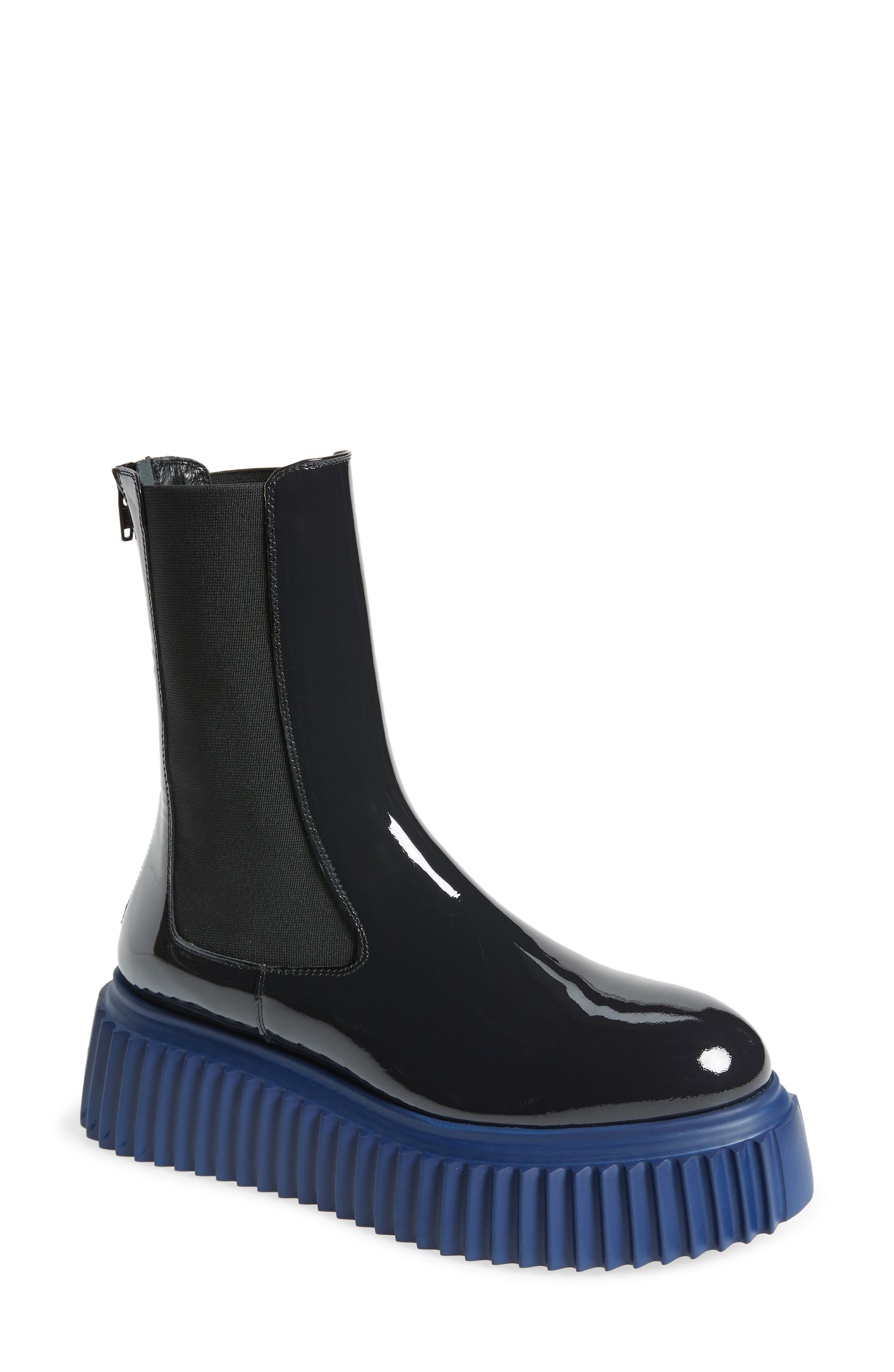 Agl Attilio Giusti Leombruni Super Lug Chelsea Boot In Navy Patent