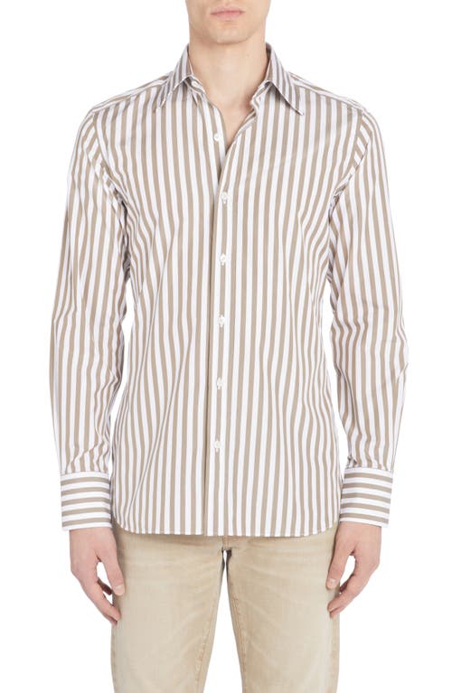 Tom Ford Slim Fit Stripe Button-up Shirt In Neutral