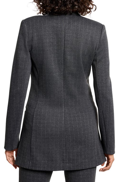 Shop Nic + Zoe Nic+zoe Pinstripe Ponte Blazer In Grey Multi