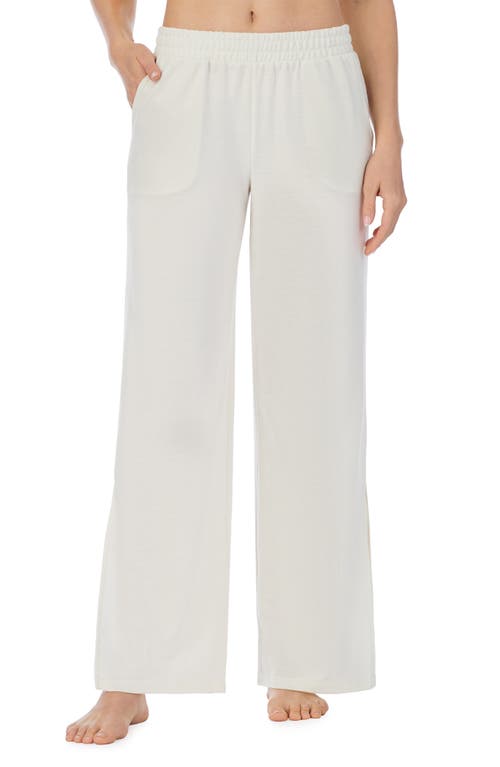 Refinery29 Side Slit Wide Leg Jersey Pajama Pants in Off White