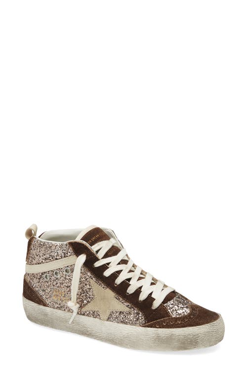 Golden Goose Mid Star Sneaker In Cinder/brown/seedpearl