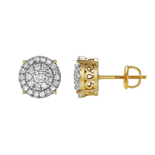 Luvmyjewelry Luminelle 10k Yellow Gold Cluster Diamond Unisex Earrings In 10k Yellow Gold