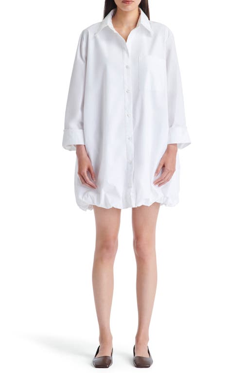 Shop Twp Lunch At Loulou Long Sleeve Bubble Hem Mini Shirtdress In White