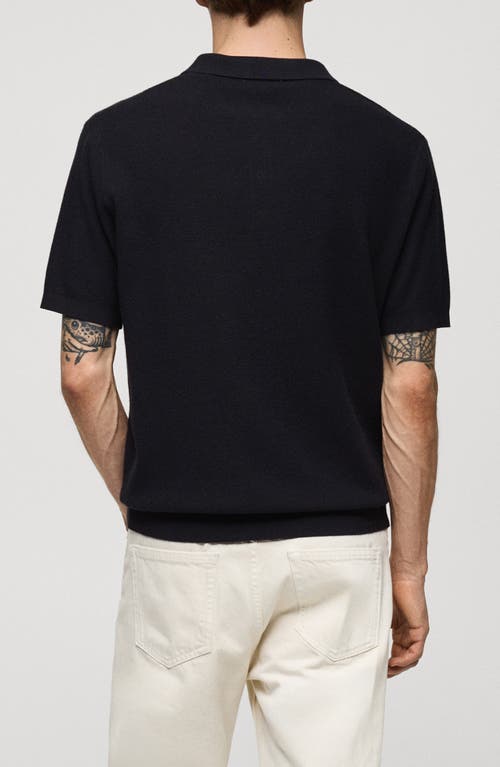 Shop Mango Structured Polo Shirt In Dark Navy