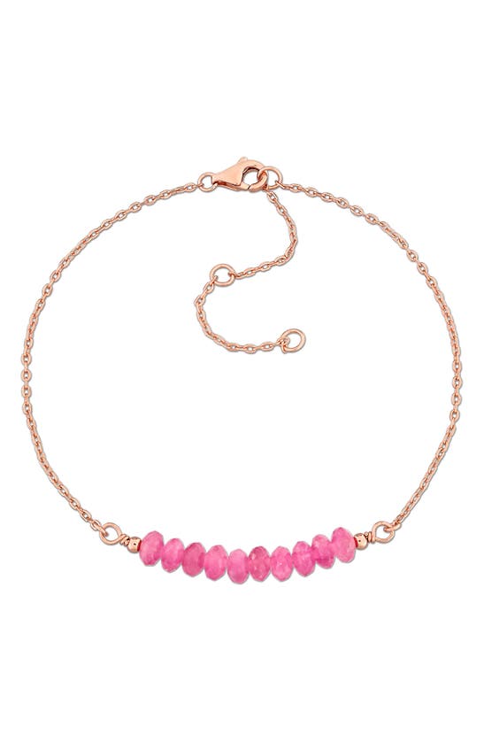 Delmar Beaded Chain Bracelet In Pink Tourmaline