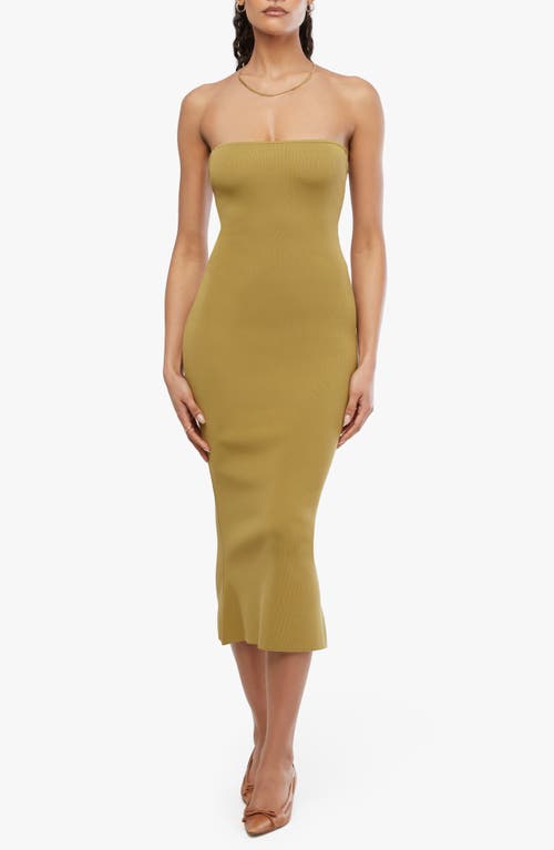 Shop Weworewhat We Wore What Strapless Ribbed Body-con Midi Dress In Willow