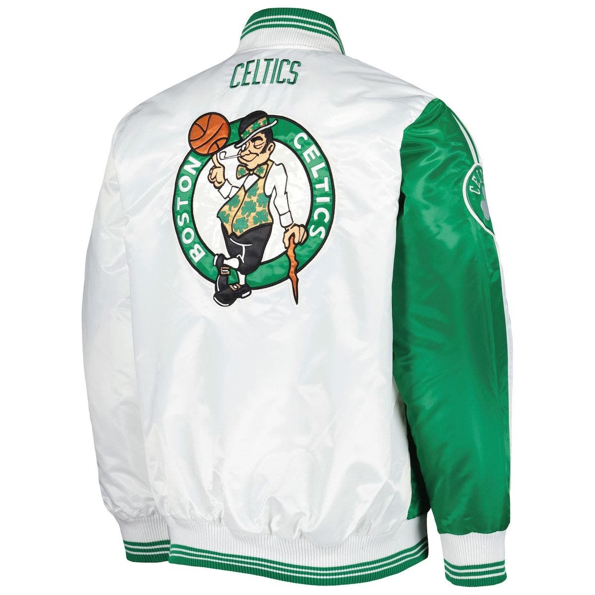Men's Starter Green Boston Celtics Body Check Raglan Hoodie Half-Zip Jacket